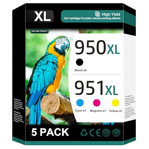 950XL 951XL Combo Compatible for HP 950 950XL and 951XL Ink Cartridges Combo Pack Work for Officejet Pro 8600 8610 8620 8100 8630 8660 8640 76DW 251DW Printers, 5 Pack, 2 Black,Cyan,Magenta,Yellow - Image 1