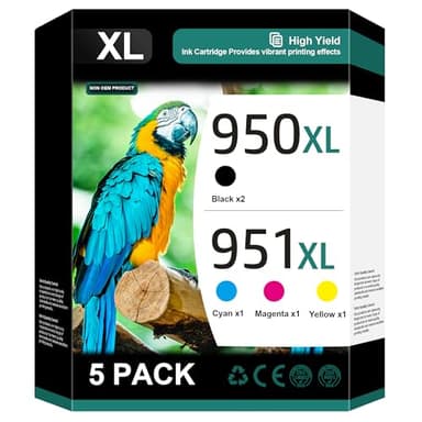 950XL 951XL Combo Compatible for HP 950 950XL and 951XL Ink Cartridges Combo Pack Work for Officejet Pro 8600 8610 8620 8100 8630 8660 8640 76DW 251DW Printers, 5 Pack, 2 Black,Cyan,Magenta,Yellow - Image 1