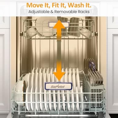 SUNVIVIPRO 24" Built-in Dishwasher, Stainless Steel Dishwasher Machine with Adjustable Racks, 14–16 Place Settings Large Capacity Dish Washer, 8 Wash Programs, Energy Star Certified, Black - Image 4