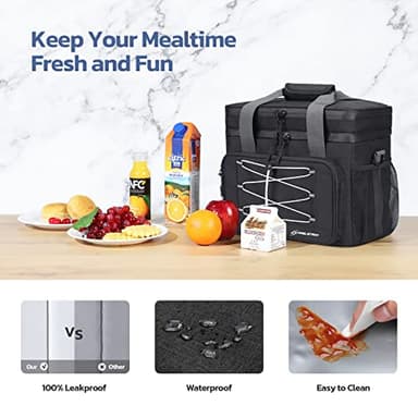 Maelstrom Lunch Box for Men,Insulated Lunch Bag Women/Men,24 Can Leakproof Soft Cooler Bag,Black - Image 6