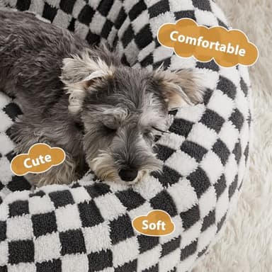 BFPETHOME Donut Dog Beds for Small Dog, Round Cat Beds for Indoor Cats, Calming Pet Bed for Puppy and Kitty with Non-Slip Bottom, Cute Fancy Puppy Bed Machine Washable Plush Fabric - Image 2