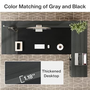 Tribesigns L-Shaped Executive Desk, 78-Inch Modern Office Desk with Drawers and Lateral File Cabinet, Large Computer Desk with Storage Shelves, Workstation for Home Office (Grey + Black) - Image 5