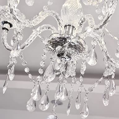 Plug-in 5 Light Crystal Hanging Pendant Lights Acrylic Chandelier with Clear Cord & On/Off Switch H19 D19.7 for Kitchen Island Girls' Room Dining Area Laundry Pavilion. - Image 9