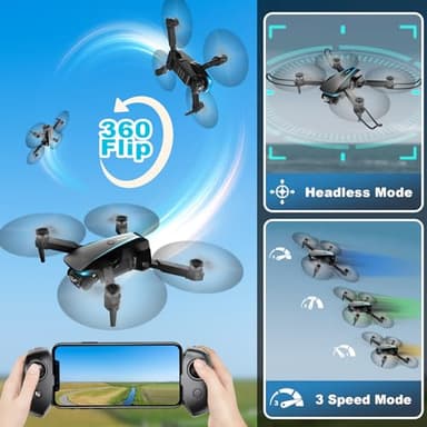 Oddire Drone with Camera - Drones for Adults, with 2 Batteries, Carrying Case, Propellers, 1080P HD Foldable Drone with Stable Hover, Trajectory Flight, Gravity Control, One Key Take Off/Land, 3D Flip - Image 5