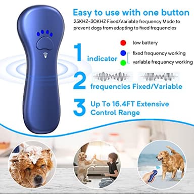 Ahwhg New Anti Barking Device,Dog Barking Control Devices,Rechargeable Ultrasonic Dog Bark Deterrent up to 16.4 Ft Effective Control Range Safe for Human & Dogs Portable Indoor & Outdoor(Blue) - Image 2