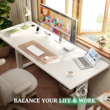 SIAGO Electric Standing Desk Adjustable - 55 x 24 Inch Sit Stand up Desk with Cable Management - 3 Memory Preset Adjustable Height Table - Image 2