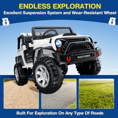 LIGIANT L8 Ride On Car, 2 Seater, 12V Kids Electric Car w/Remote Control, 4-Wheel Suspension, Bluetooth Speaker, Multi Music Modes, 3 Speeds, LED Lights, Xmas & Birthday Gift Ideas for Kids Ages 3+ - Image 5