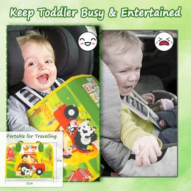 Toddler Busy Board, Farm Busy Book Montessori Toys for 1 2 3 4 Year Old, Sensory Board Preschool Learning Toy Activity Books Birthday for Girls Boys, Travel Toys for Airplane Car - Image 5