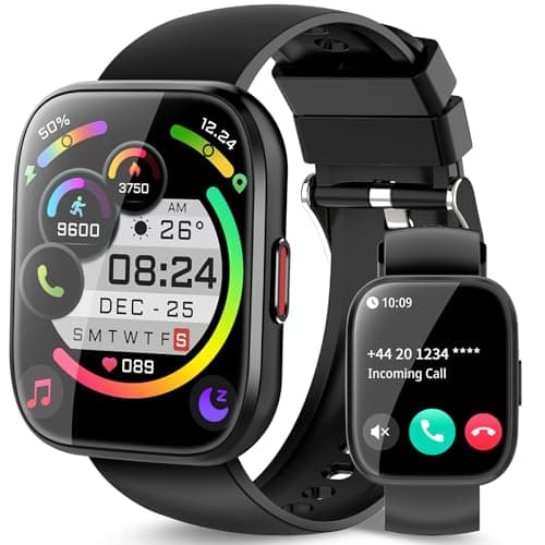 Smart Watch for Men Women Bluetooth Call, 1.85" HD Touch Screen Fitness Watch with Sleep Heart Rate Monitor, 112+ Sports Modes, IP68 Waterproof Activity Trackers for Android iOS, Black - Image 1