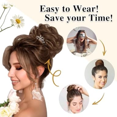 MORICA Messy Bun Hair Piece Curly Fake Hair Bun Scrunchies Extensions Synthetic Chignon Updo Hairpieces for Women Dark Brown - Image 5