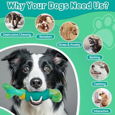 BIKIISEN Dog Toys for Aggressive Chewers, Interactive Dog Chew Toys for Large Dogs, Squeaky Chew Toys to Keep Them Busy, Tough Toys for Medium/Large Breed (Green) - Image 3