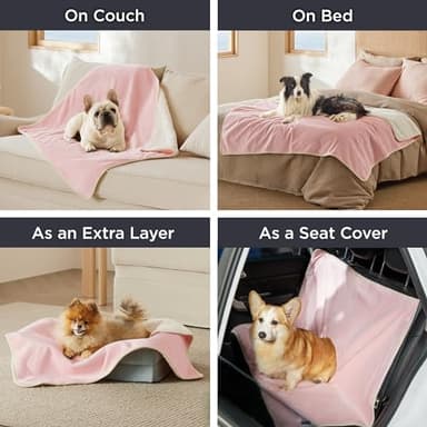 Bedsure Waterproof Blanket for Bed - Sherpa Fleece Waterproof Dog Blankets for Large Dogs, Pet Blankets for Bed/Couch/Dog Crate, Soft Plush Reversible Furniture Protector, Twin Size, 80"x60", Pink - Image 5