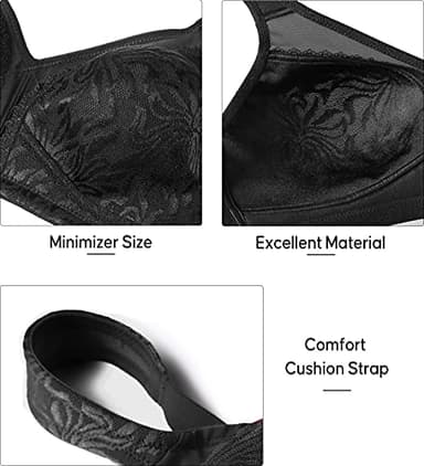 ZeroBound Women's Minimizer Bras Comfort Cushion Strap Wirefree Full Coverage Large Bust Non-Padded Bra(Black,40DDD) - Image 5