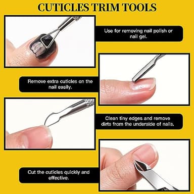 FANDAMEI Nail Care Set, Nail Files 100/180, Nail Buffer Block, Cuticle Tools, Nail Cuticle Nippers, Cuticle Trimmer, Cuticle Pusher, Manicure & Pedicure Kits, Toenail File, Yellow - Image 5