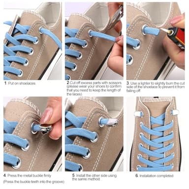 ZHENTOR Elastic Shoe Laces for Sneakers, No Tie Shoelaces for Adults and Kids, Flat Tieless Shoe strings (White) - Image 6