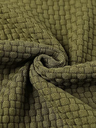 Zaitun Mens Hooded Sweatshirt Long Sleeve Solid Knitted Hoodie Pullover Sweater Army Green - Image 4