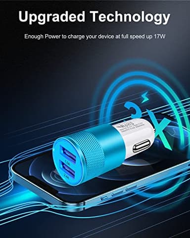 Cigarette Lighter Adapter, USB Car Charger, 3.4a Fast Charging Dual-Port Cargador de Carro for iPhone 17 16 15 14 13 12 SE 11Pro Max X XR XS Max Plus, Samsung Galaxy S25 S24 S23 S22 S21 S20 A17 A16 - Image 3