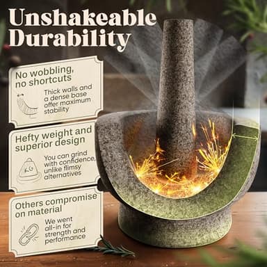 ChefSofi 1.5 Cup-Capacity Mortar and Pestle Set - Unpolished Heavy Granite for Enhanced Performance and Organic Appearance - Image 3