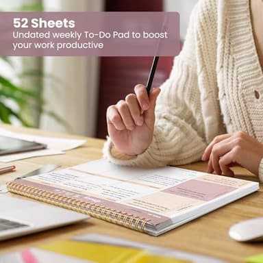 Weekly To Do List Notepad with 52 Undated Sheets（8.5"×11"）- Undated Weekly Planner Notepad for Office Desk Accessories and Supplies - Midnight Lilac - Image 5
