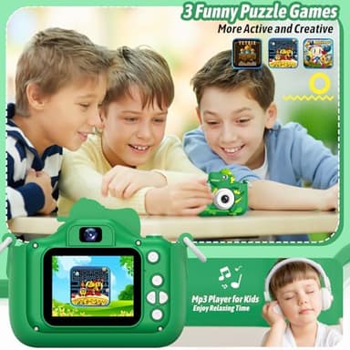 Dwfit Upgrade Selfie Kids Camera, Christmas Birthday Gifts for Boys Girls Age 3-12, HD Kids Digital Video Cameras for Toddler with Cartoon Soft Silicone Cover, Portable Toy for 3 4 5 6 7 8 Years Old - Image 5