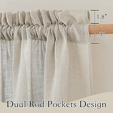 RYB HOME Extra Wide Semi Sheer Curtains, Breathable Room Divider Curtains for Office Bedroom Separation, Large Window Decoration for Sliding Glass Door, Angora, W 70 x L 108, 2 Pcs - Image 2