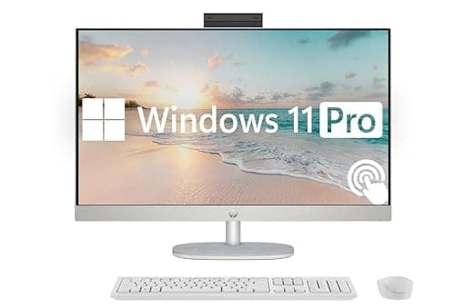 HP 27" FHD Touchscreen All-in-One Desktop Computer, Quad-Cores Ryzen 5 7520U, Windows 11 Pro with Microsoft Office Included, Wireless Keyboard & Mouse, Silver (AMD Ryzen 5, 16GB RAM | 2TB SSD) - Image 1