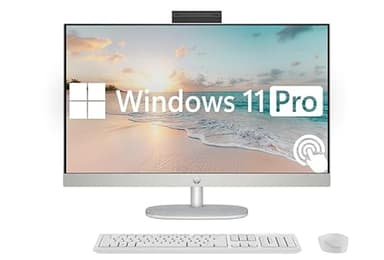 HP 27" FHD Touchscreen All-in-One Desktop Computer, Quad-Cores Ryzen 5 7520U, Windows 11 Pro with Microsoft Office Included, Wireless Keyboard & Mouse, Silver (AMD Ryzen 5, 16GB RAM | 2TB SSD) - Image 1