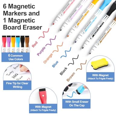 4 PACK Magnetic Dry Erase Board Sheet for Fridge, 12"x8" Erasable Refrigerator WhiteBoard w/ 6 Markers & 1 Eraser- Smooth and Flexible Small Magnet Blank Notepad for Home Kitchen Organizer and Planner - Image 3