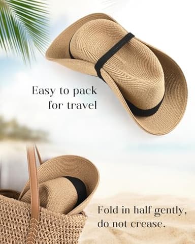 FURTALK Panama Hat Sun Hats for Women Men Wide Brim Fedora Straw Beach Hat UV UPF 80+ - Image 8