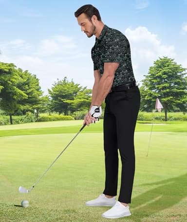 ZITY Men's Golf Shirts Short Sleeve Moisture Wicking Performance Print Patterns Casual Collared Golf Polo Shirt for Men Blackish Green - Image 6