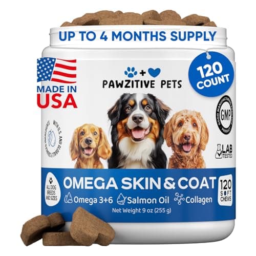 Omega 3 Fish Oil for Dogs Chews - Dog Skin & Coat Supplement for Itch Relief, Hot Spot Treatment - USA Product - Salmon Oil for Dogs Itching Skin Relief, Shedding, Hip & Joint Health - 120 Soft Treats - Image 1