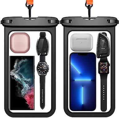 Temdan 2 Pcs Waterproof Phone Pouch, [Up to 10" Large] Universal IPX8 Waterproof Cell Phone Case Dry Bag with Lanyard for iPhone 16 Pro Max/16E/15/14/13,Galaxy S25 Ultra/S24/S23 for Vacation -Black - Image 8