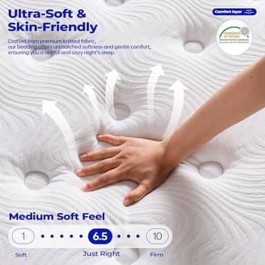 Queen Size Mattress,10 Inch Queen Mattress in a Box,with Memory Foam&Coil Pocket Springs,Medium Firm,Motion Isolation&Pain Relief&Lumbar Support,Enhanced Edge Support,Certified Safe Foam&Fabrics - Image 5