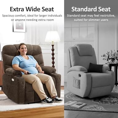 MCombo Oversized Power Lift Recliner Chair with Extended Footrest for Elderly People, Fabric R7289 (Brown, Medium-Oversize) - Image 4