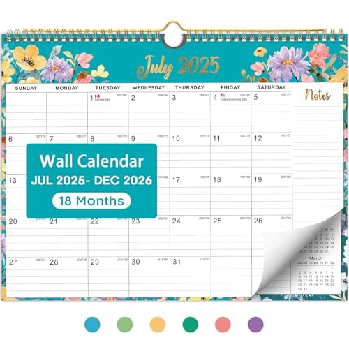 Calendar 2025-2026, Monthly Wall Calendar from July 2025 to December 2026, 11.5" x 14.7", Spiral Binding Hanging Wall Calendar, Perfect for Home or Office, Floral - Image 1