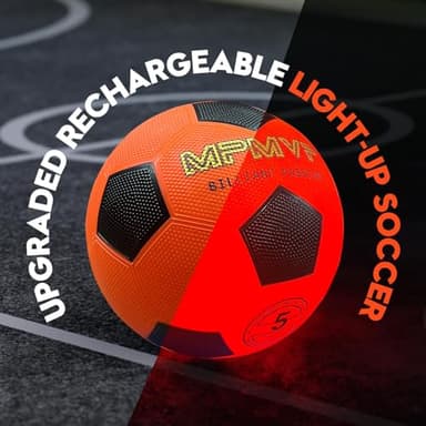 HITEGY Rechargeable Glow in The Dark Soccer Ball - USB Charging, Official Size 5, Light Up with Every Kick, Includes Pump, Ball Bag & Charging Cable - Rechargeable Light Up Soccer Ball - Orange - Image 7