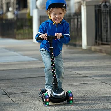 Jetson Scooters - Jupiter Mini 3 Wheel Kick Scooter (Black) - Collapsible Portable Kids Three Wheel Push Scooter - Lightweight Folding Design with High Visibility RGB Light Up LEDs on Stem and Wheels - Image 11