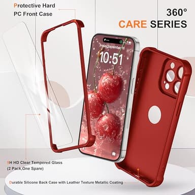 ORETECH for iPhone 15 Pro Case, with [2 x Screen Protectors] [15 Ft Military Grade Drop Test] [Camera Protection] 360° Full Body Shockproof Slim Thin Phone Case iPhone 15 Pro Cover 6.1" Red - Image 4