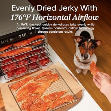 COSORI Food Dehydrator for Jerky, 176°F Temperature Control, 5 Stainless Steel Trays Dryer Machine, 4 Presets, 48H Timer, for Dog Treats, Meat, Fruit, Veggies, Snacks, Recipe Book Included - Image 3
