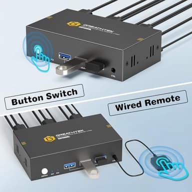 8K HDMI KVM Switch 2 Monitors 2 Computers,8K@60HZ USB3.0 Dual Monitors KVM Switches for 2 PC/Laptops Share Mouse Keyboard and 2 Screens,with 2 USB Cables/Controller,EDID Adapative,Plug&Play - Image 4