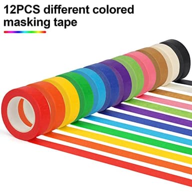 Guirnd 12PCS Colored Masking Tape, Kids Art Supplies, DIY Craft Tape, Colored Tape Rolls, Colored Painters Tape, 1.7cm x 12m (2/3In x 13Yards) - Image 3