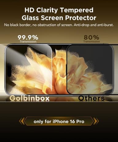 3 Pack Screen Protector for iPhone 16 Pro 6.3 Inch, Military-Grade Shatterproof HD Tempered Glass with Installation Tray, 9H Hardness, Anti-Scratch, Anti-Blue Light | Bubble-Free Application - Image 6