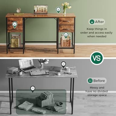 Huuger 55 Inch Computer Desk with 4 Drawers, Office Desk with Mesh Shelf, Gaming Desk, Large Storage, Writing Desk Work Desk for Home Office, Study, Bedroom, Work from Home, Rustic Brown - Image 6