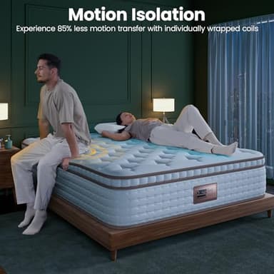 BedStory Firm Queen Mattress - 12 Inch Hybrid Mattress with Advanced Lumbar Support for Back Pain Relief - Motion Isolation and Reinforced Edges - Fiberglass-Free, CertiPUR-US, 365-Night Trial - Image 5