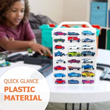 KISLANE Double Sided Storage Case for 48 Toy Cars, Matchbox Cars, Portable Transparent Storage Case with 48 Compartments, Case Only (Transparent)… - Image 5