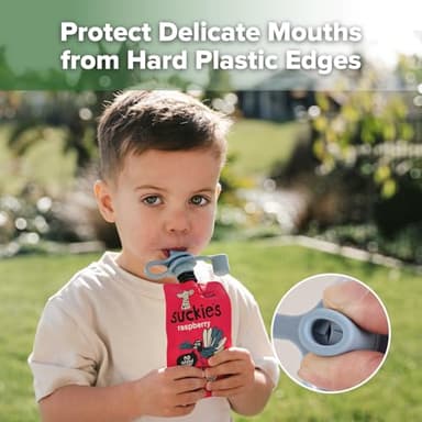 haakaa Multi-Functional Silicone Spout,Pouch Topper No Spill,Water Bottle Topper for Toddlers,100% Food Grade Silicone,2 Pack - Image 2