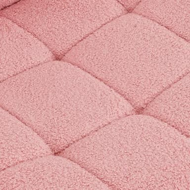 Furnimart Swivel Criss Cross Legged Chair with Wheels for Home Office, Wide Armless Desk Chair Height Adjustable Comfy Seat for Desk,Vanity, Bedroom, Faux Fur Pink - Image 5