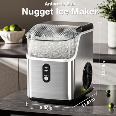 Antarctic Star Nugget Ice Makers Countertop, Pebble Ice Machine with Chewable Pellet Ice, 34Lbs/24H, Self-Cleaning, Sonic Ice, One-Click Operation, for Kitchen,Office Stainless Steel Silver - Image 6