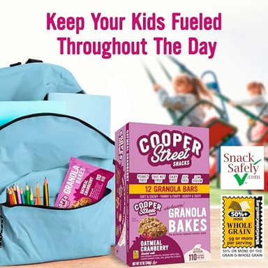 Cooper Street Oatmeal Cranberry Granola Bakes (12 pack) - Individually Wrapped Soft and Chewy Breakfast Granola Bars - Nut, Dairy & Soy Free - Great As Kids Snacks For School, Hiking Or Lunchbreak - Image 7