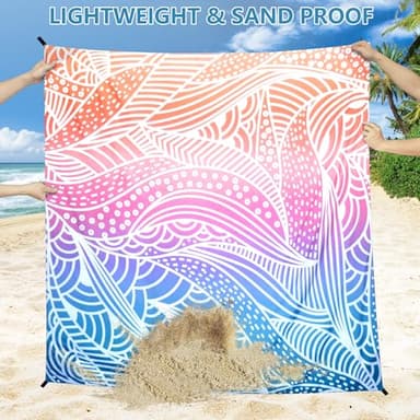 AISPARKY Beach Blanket Waterproof Sandproof, Oversized Large Beach Mat 79" X 83"/120"x108" for 1-8 Adults, Quick Drying&Compact&Lightweight, Picnic Mat Vacation Essentials for Beach Camping Travel - Image 2
